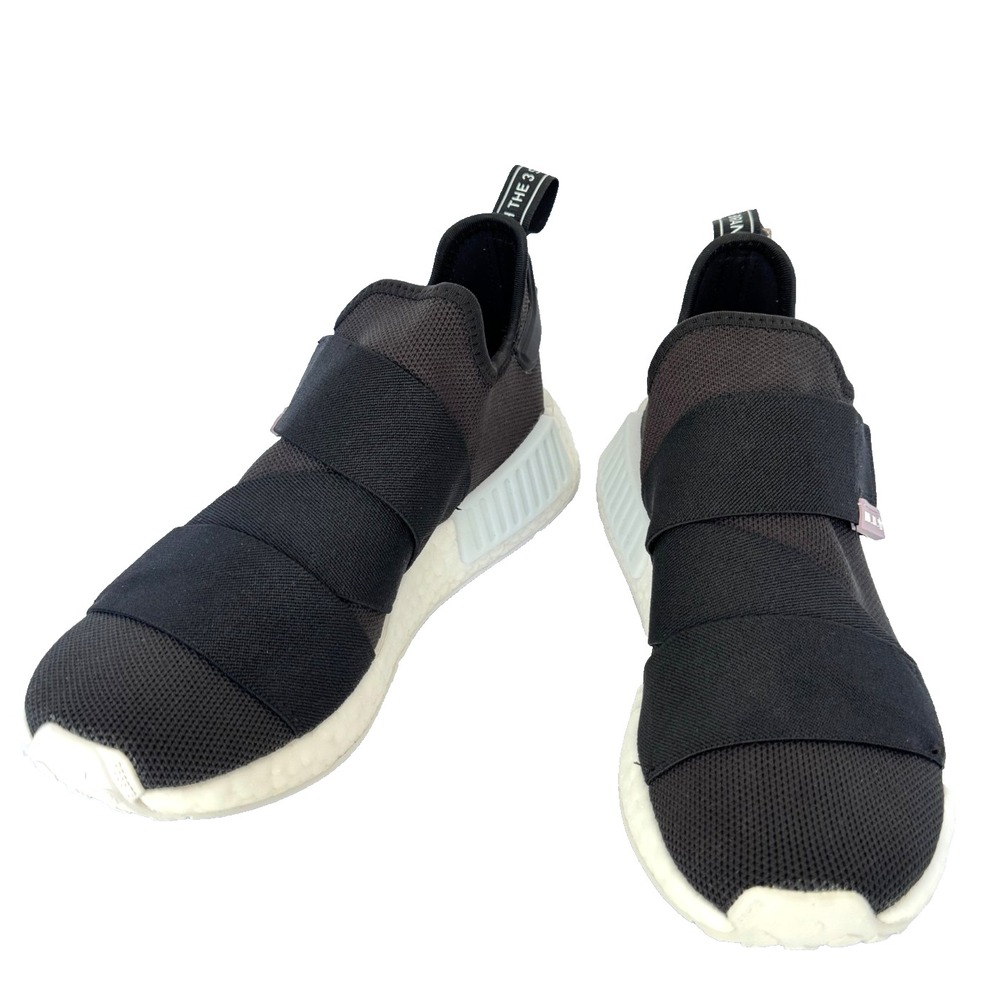 NWT Adidas NMD_R1 Pull On Recycled Plastic Sneakers, Black/White, Women's 7.5